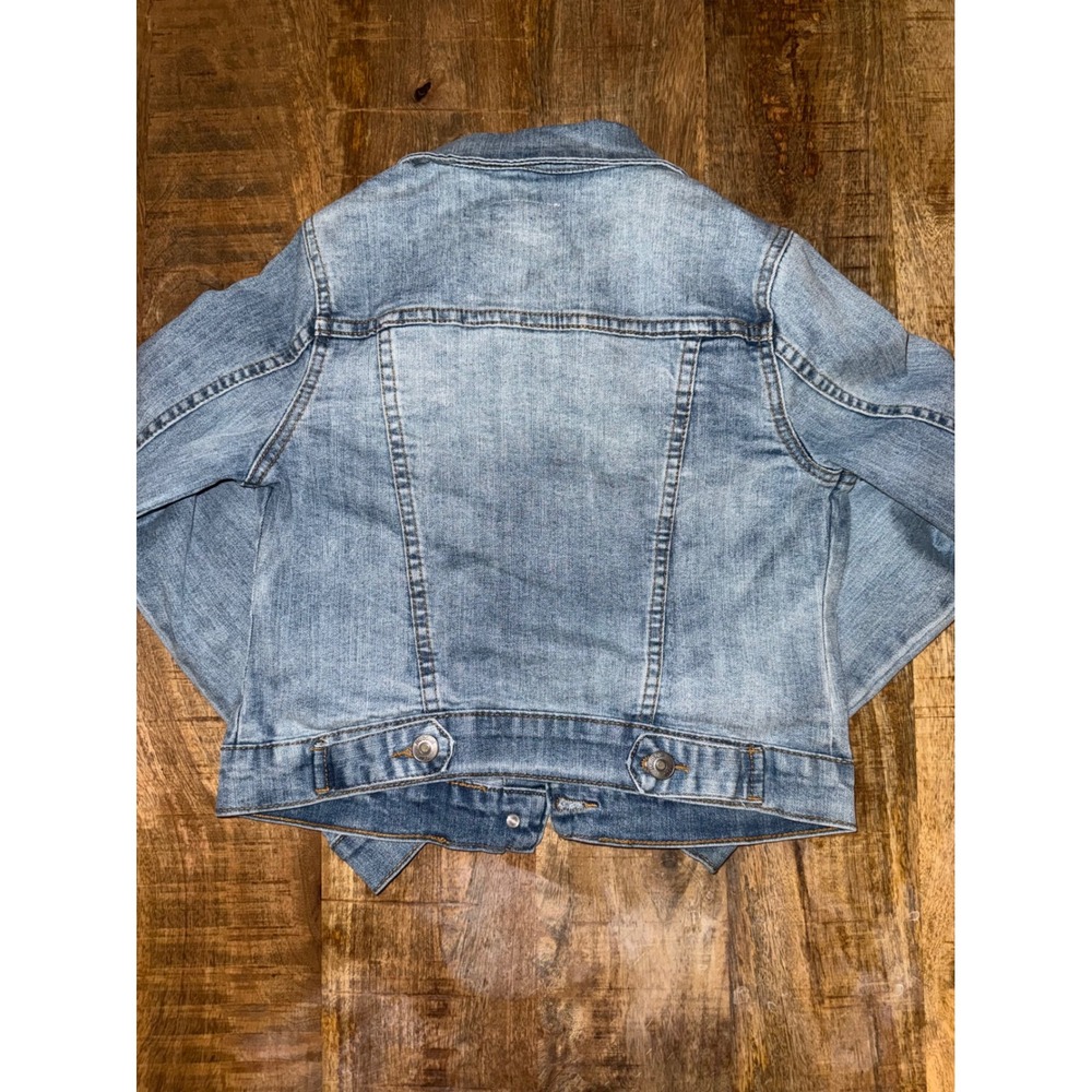 Hudson Jeans Women Light Wash Denim Trucker Jacket Union Jack Patch Size M - Picture 5 of 10